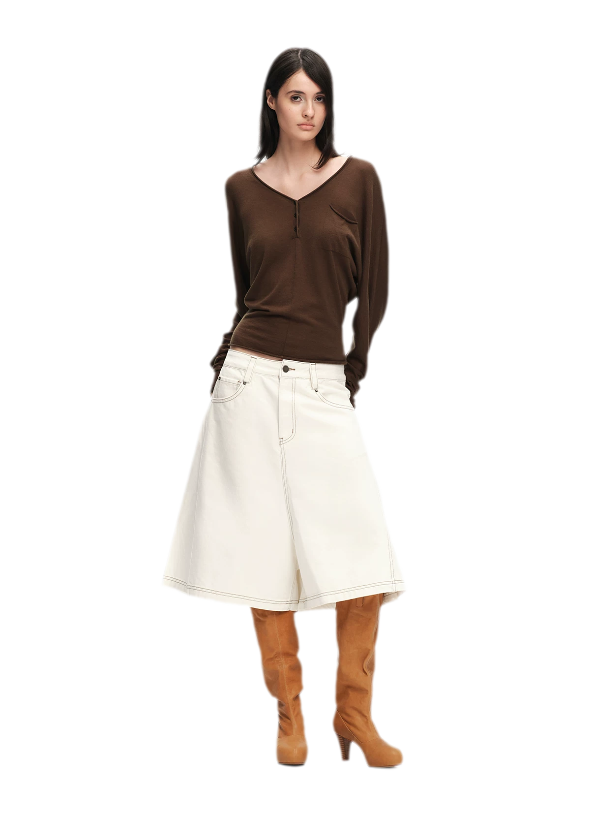 Lyocell Wool V-Neck Top