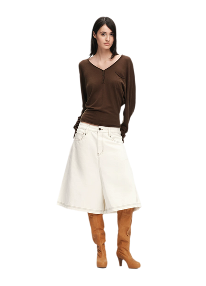 Lyocell Wool V-Neck Top