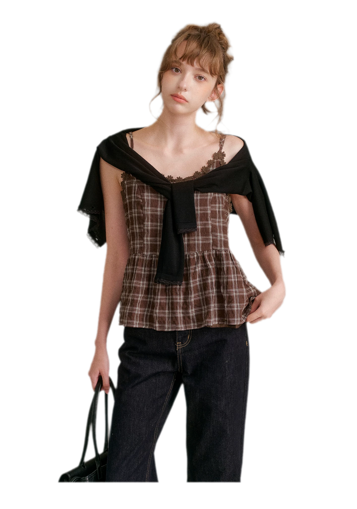 Textured Plaid Lace Top