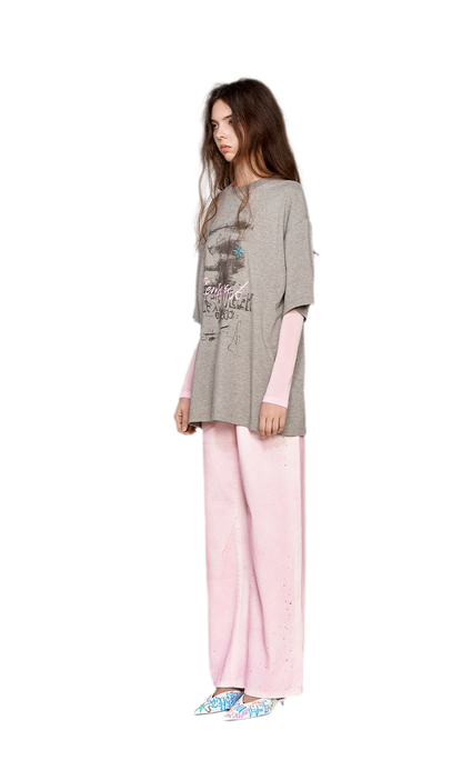 Cotton Rhinestone Graphic T-Shirt