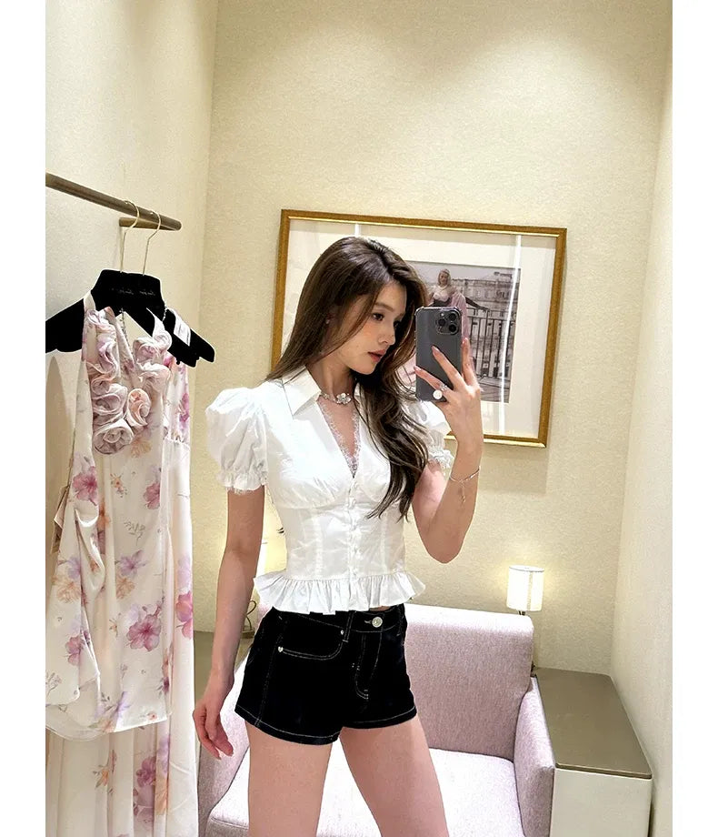Back-Tie Puff Shirt