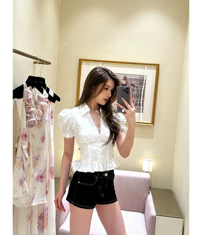 Back-Tie Puff Shirt