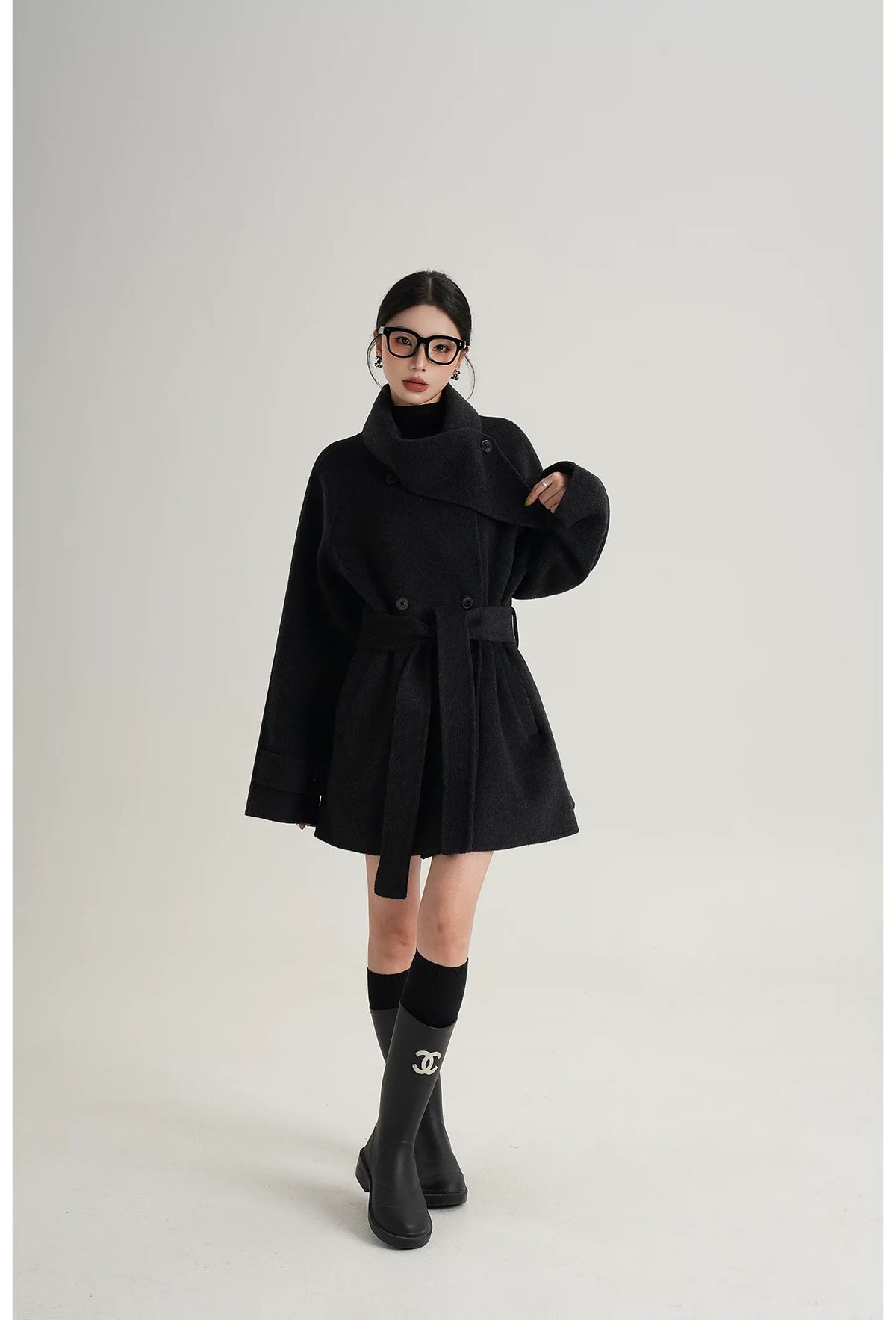Hand-Stitched Belted Wool Coat