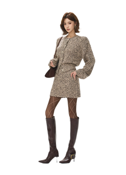 Chunky Knit Cardigan Skirt Set