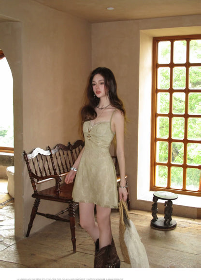 Sage Lace Mini Dress