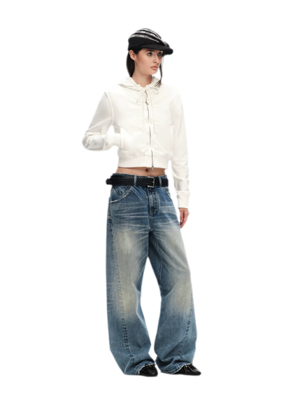 Vintage Washed Wide-Leg Jeans