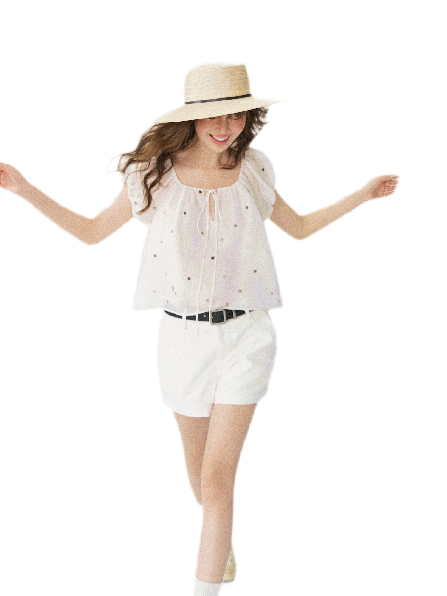Polka Dot Puff Sleeve Top