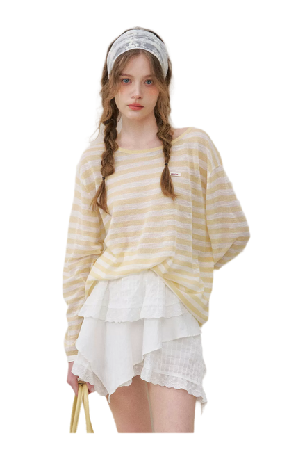 Striped Open-Back Cardigan