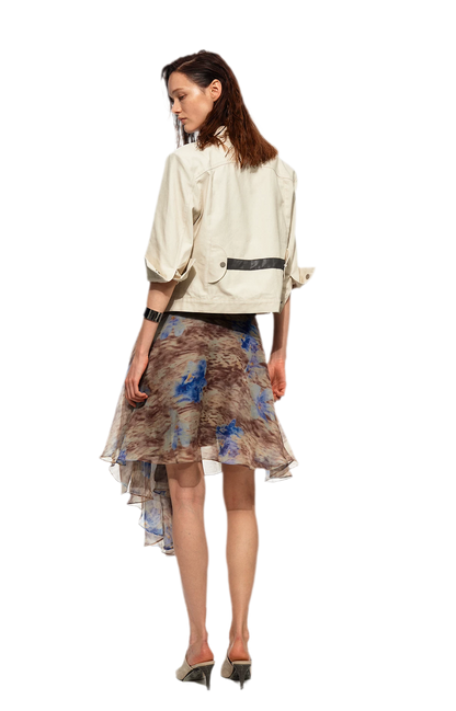 Printed Irregular Hem Chiffon Skirt