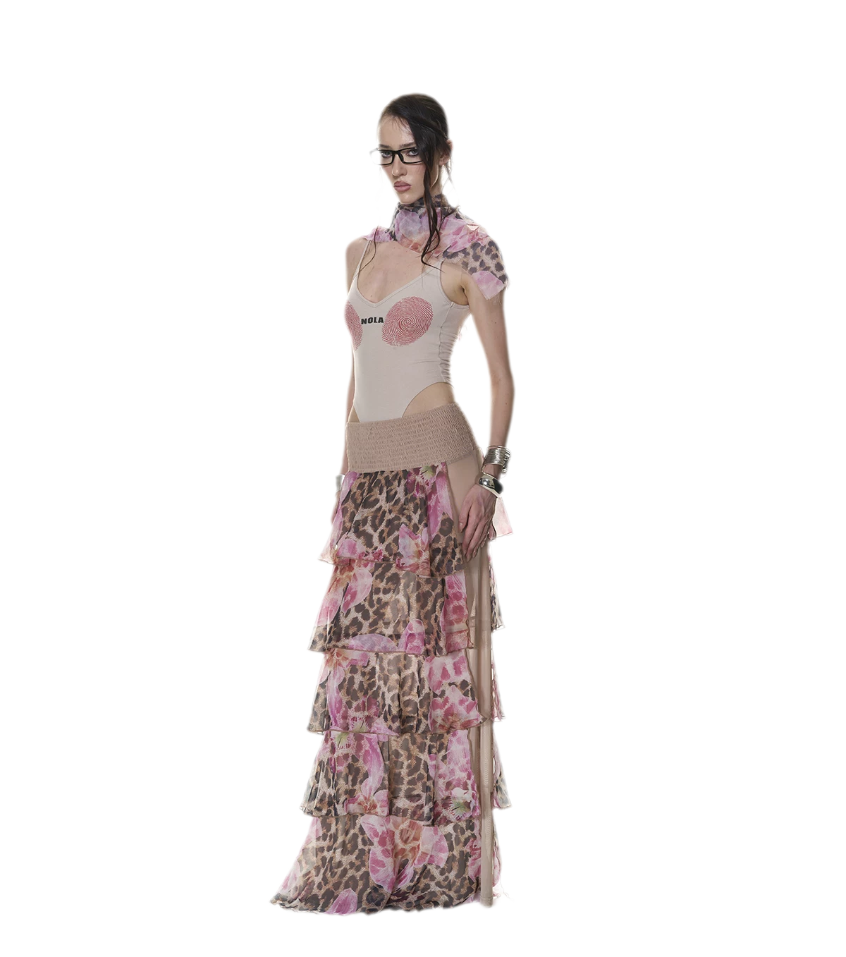 Fingerprint Print Backless Jumpsuit