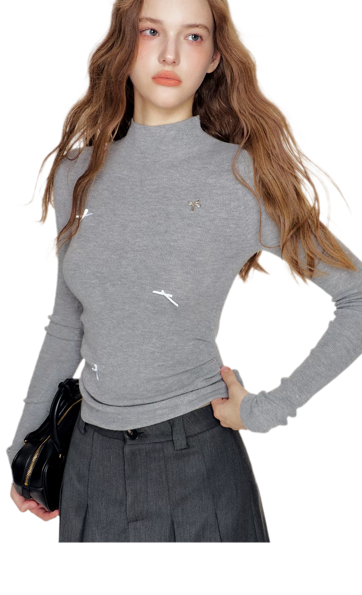 Fine Wool Ruched Bow Top
