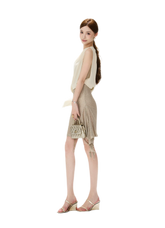 CYNR Sheer Drape Off-Shoulder Dress – view 9
