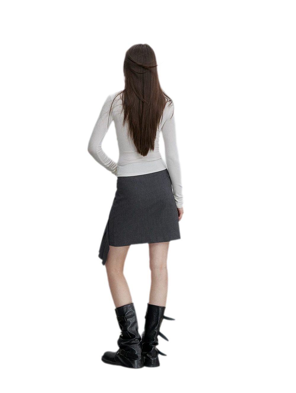Asymmetric Pleated Strap Skirt