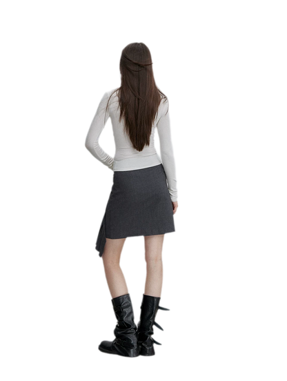Asymmetric Pleated Strap Skirt
