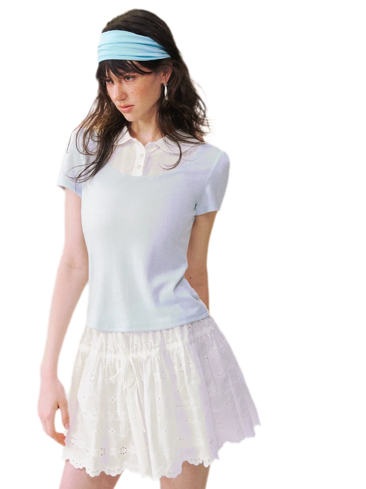Faux Layered Collar T-Shirt