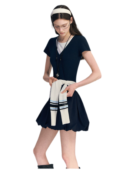 Contrast Trim Bubble Dress