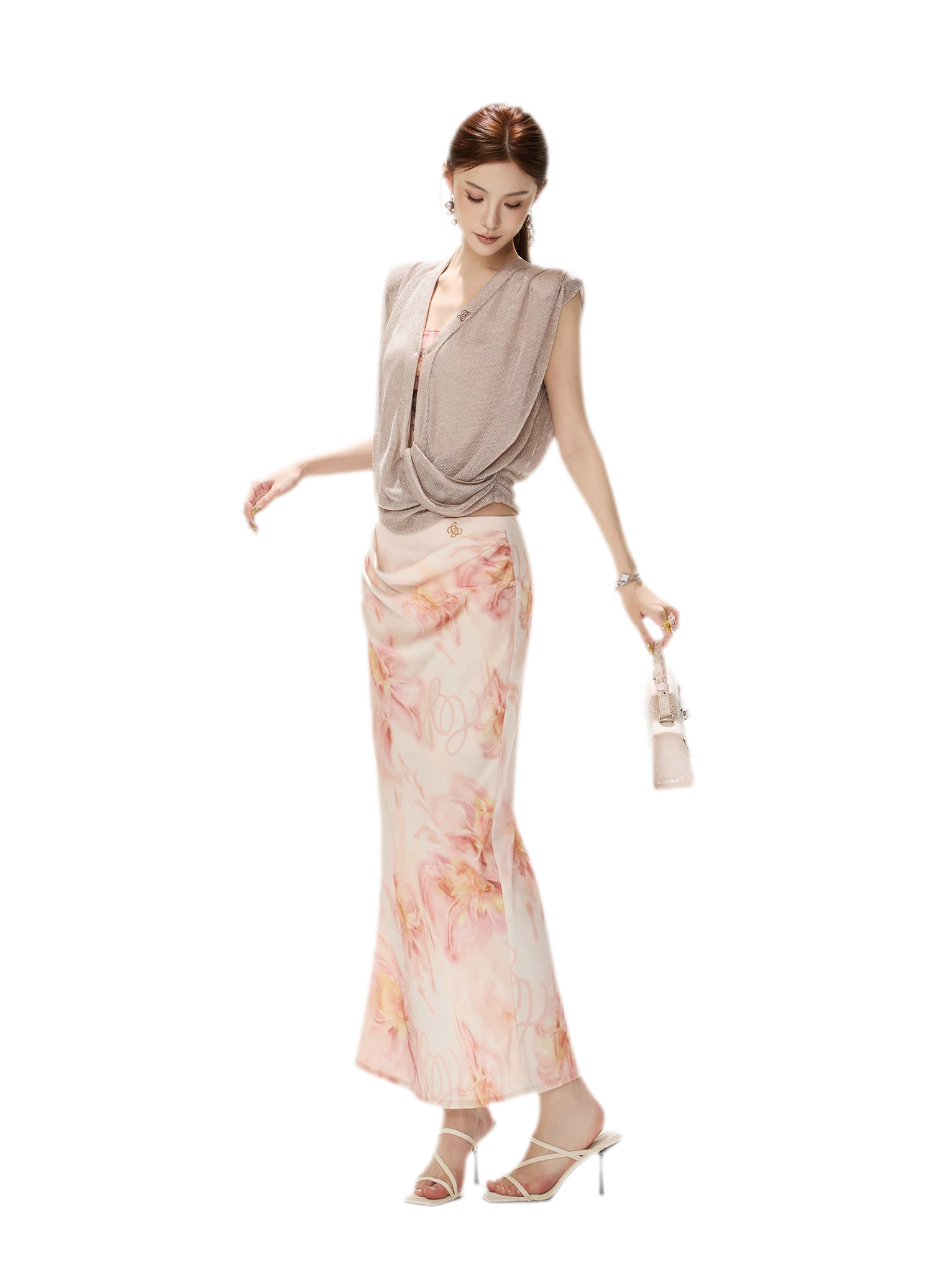 Floral Satin Mermaid Skirt