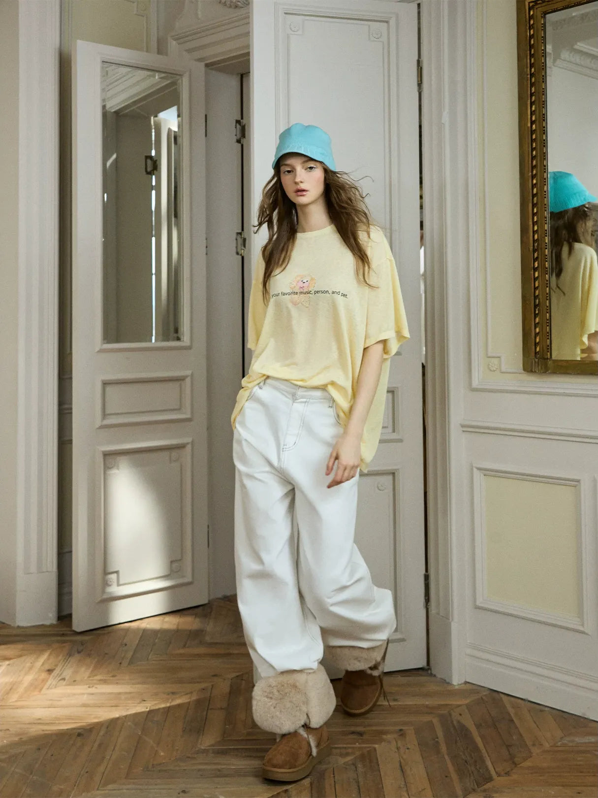 Embroidered Wide-Leg Jeans
