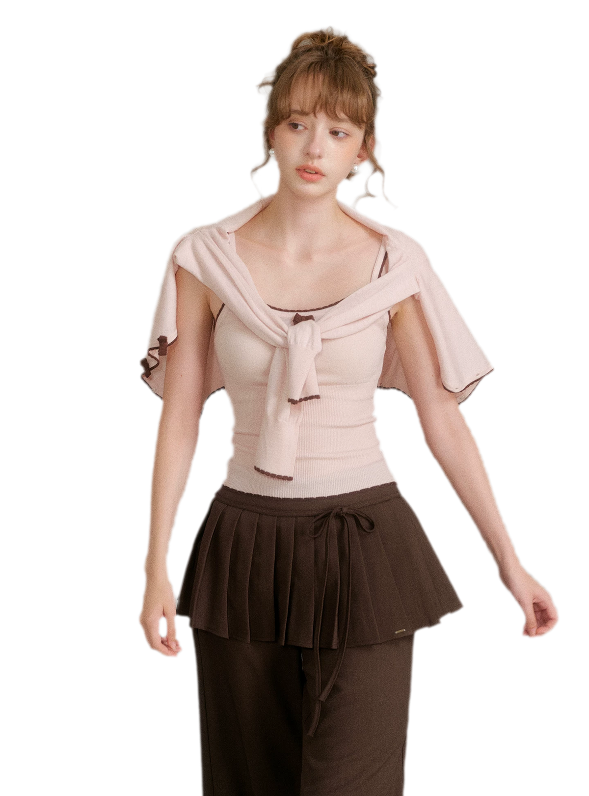 Wool Bow Trim Knit Set