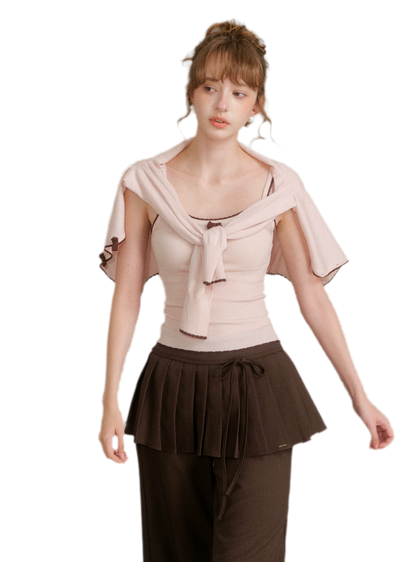 Wool Bow Trim Knit Set