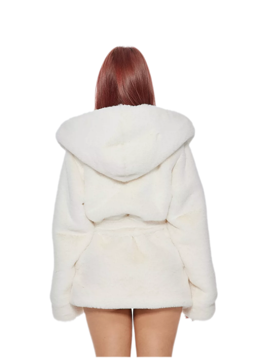Plush Hooded Faux-Fur Coat