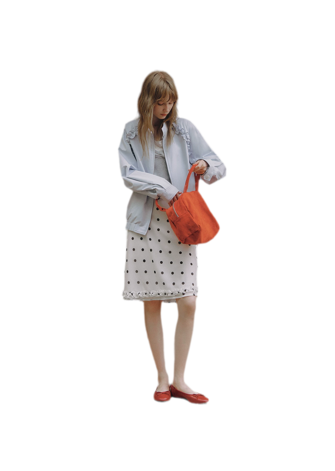 Ruffled Stand Collar Harrington Jacket