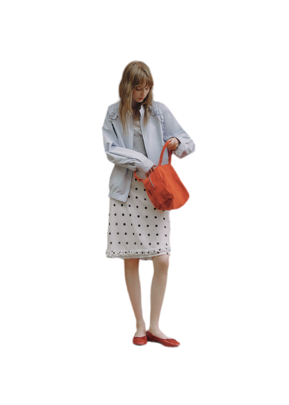Ruffled Stand Collar Harrington Jacket