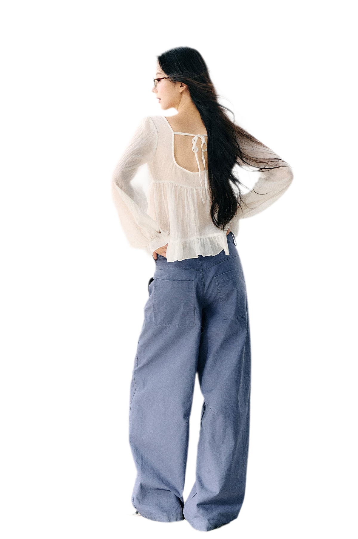 V-Neck Ruffle Chiffon Blouse