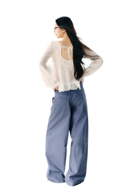 V-Neck Ruffle Chiffon Blouse