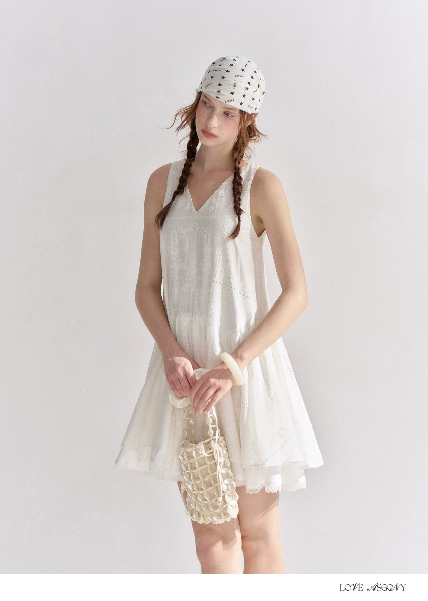 Soft White Embroidered Sleeveless Dress