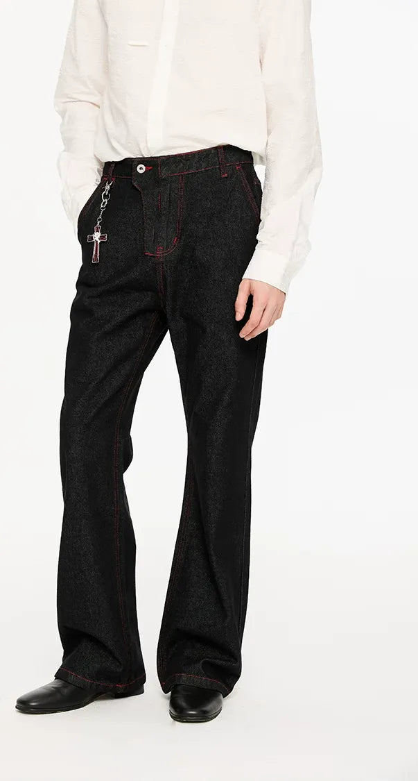 Washed Bootcut Raw-Denim Jeans