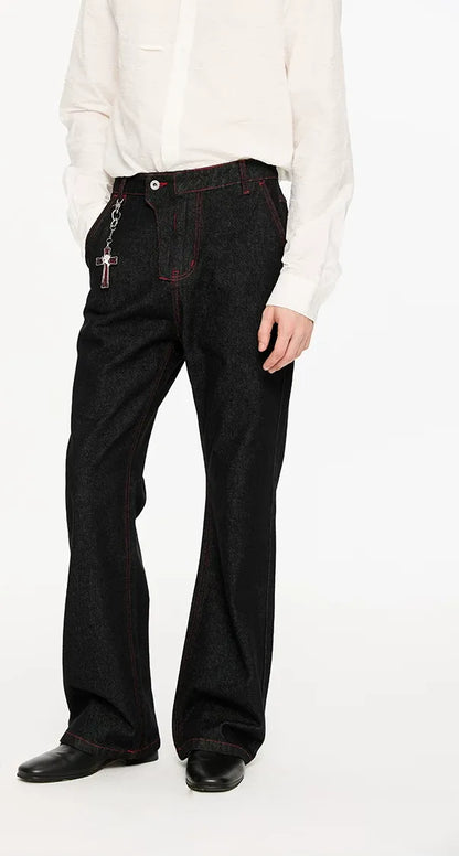 Washed Bootcut Raw-Denim Jeans