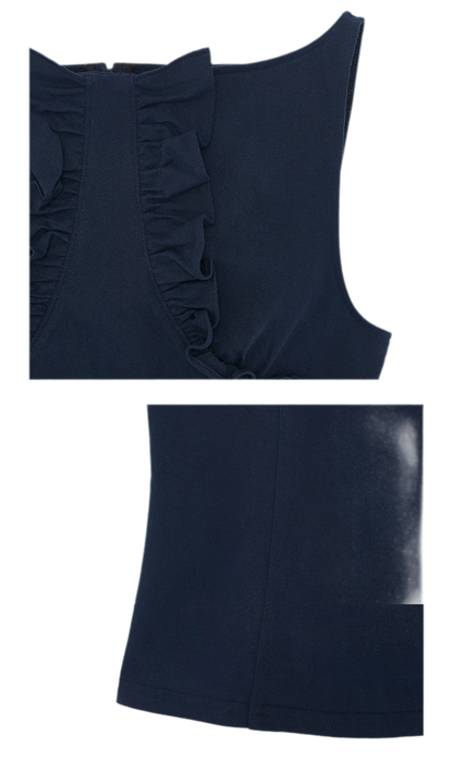 Ruffle Trim Fitted Top