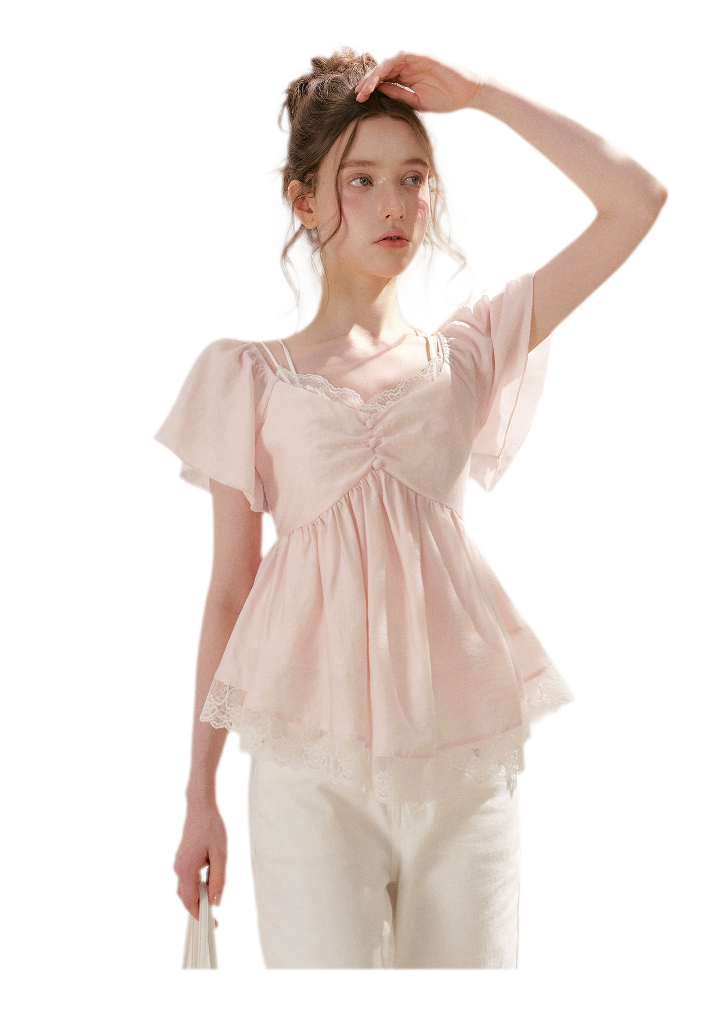 Tencel Lace V-Neck T-Shirt