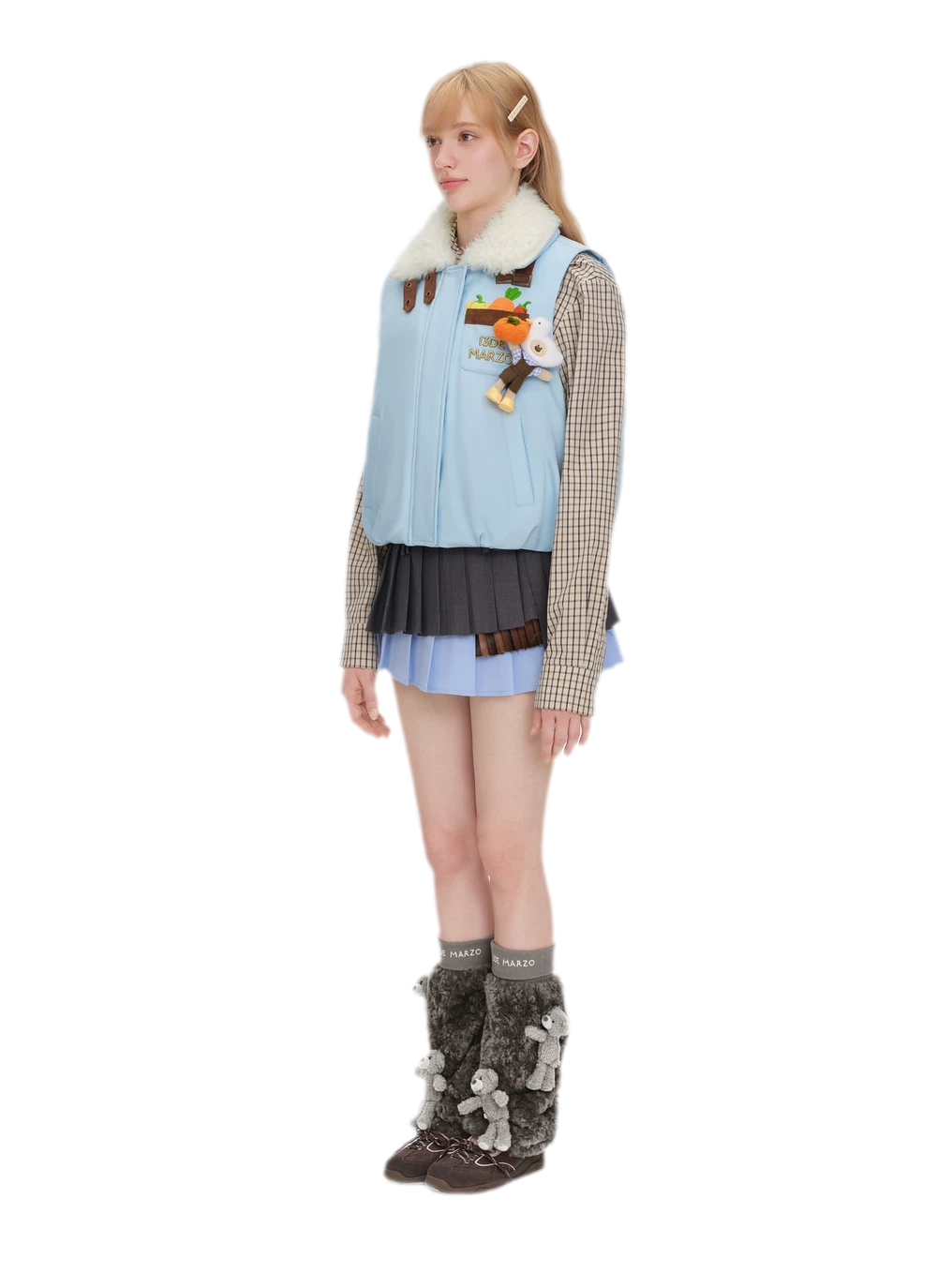 Textured Faux-Fur Collar Vest