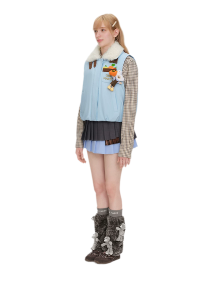 Textured Faux-Fur Collar Vest
