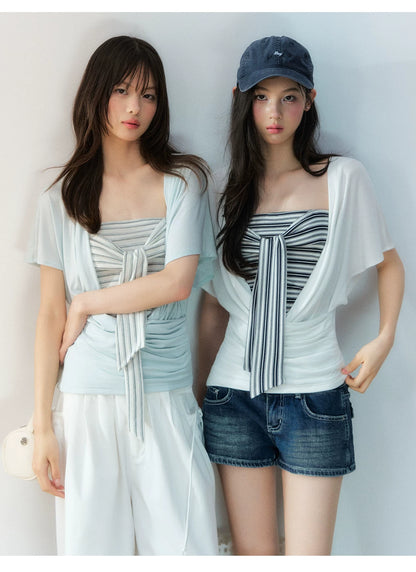 Original Lyocell Batwing Sleeve Top &amp; Bustier Set