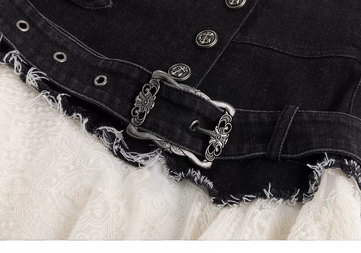Lace Patchwork Tulle Skirt
