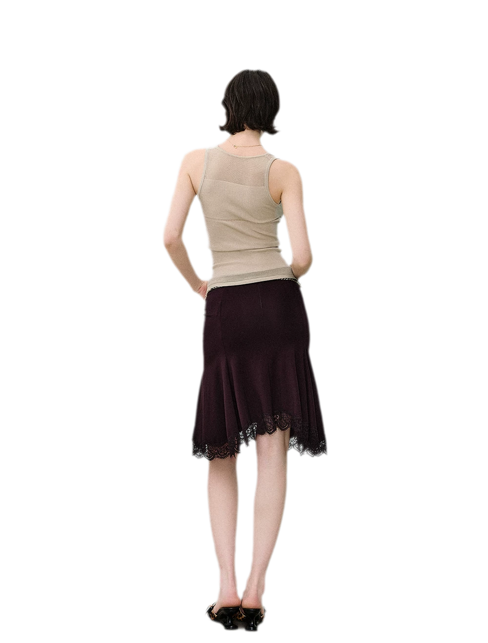 Cowl Mesh Knit Tank