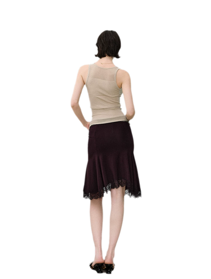 Cowl Mesh Knit Tank