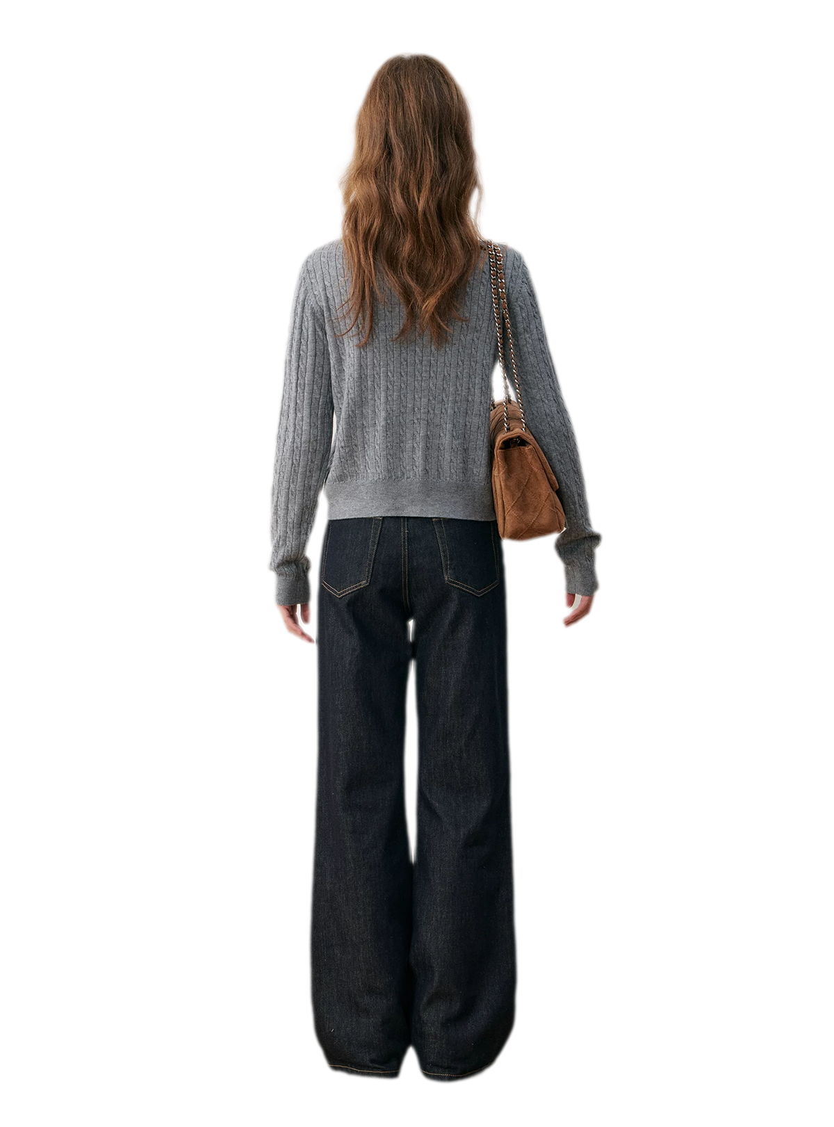 Cardigan en maille torsadée avec empiècement chemise