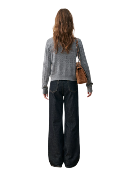 Cardigan en maille torsadée avec empiècement chemise