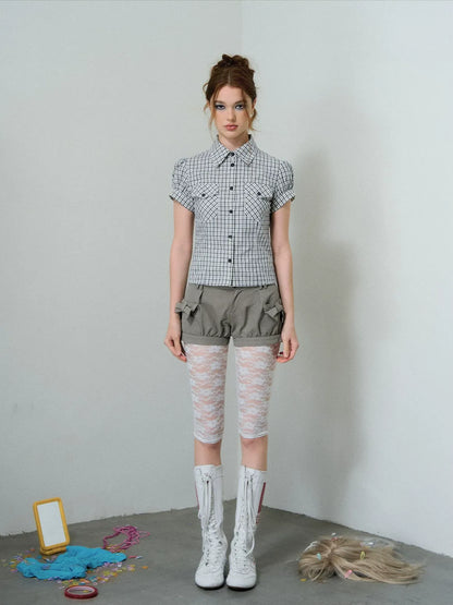 Bubble Hem Bow Shorts