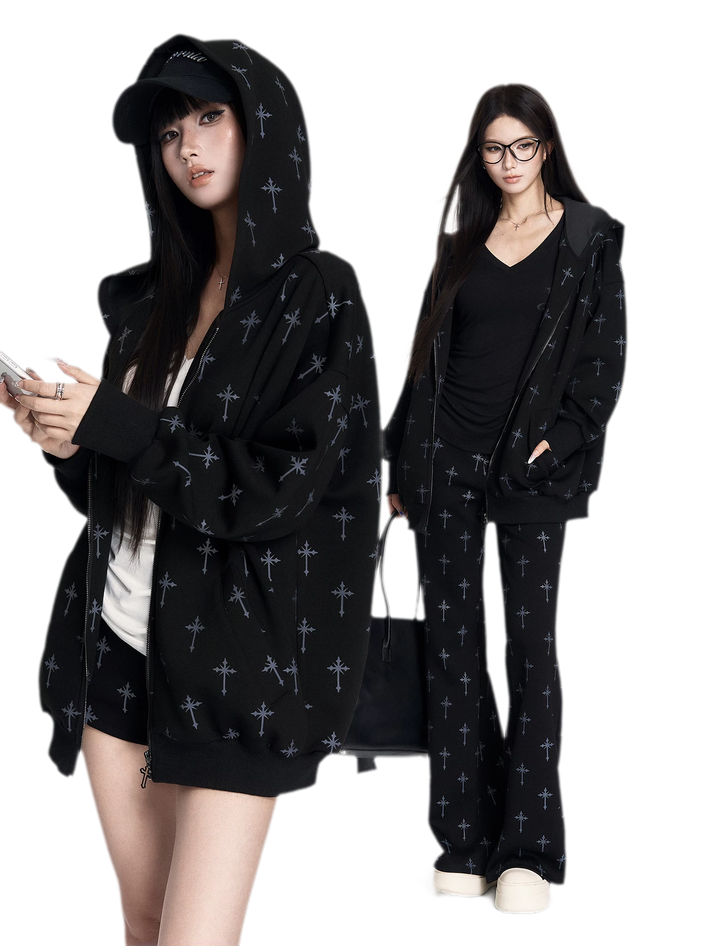 Printed Hooded Trackwear Set