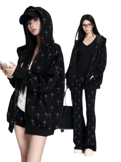 Printed Hooded Trackwear Set