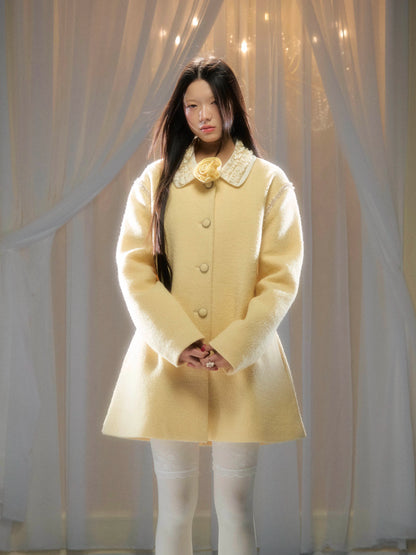 Rose Wool A-Line Coat