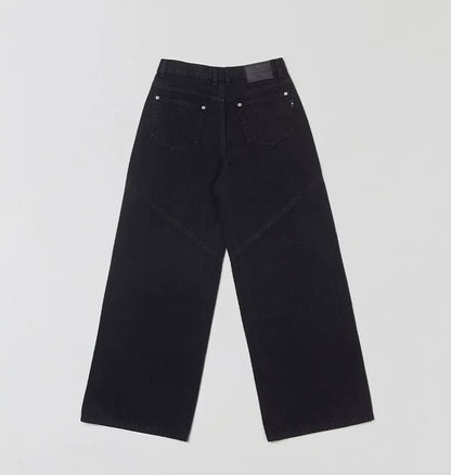 Classic Black and White Wide Leg Jeans