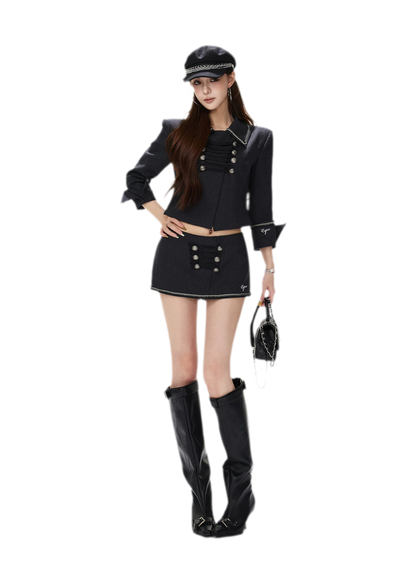Corded Napoleonic Jacket Skirt Set