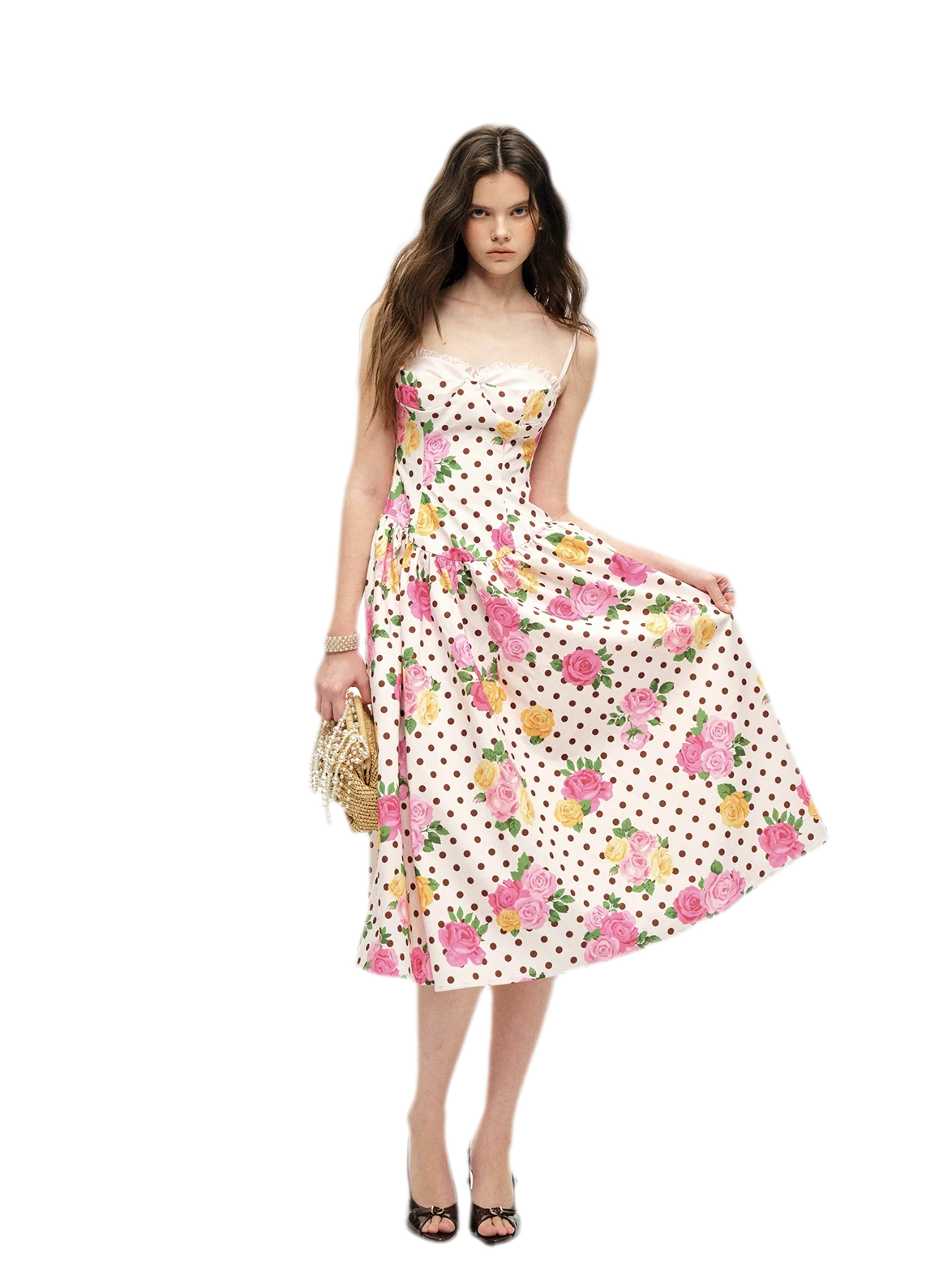 Lyocell Polka Dot Midi Dress