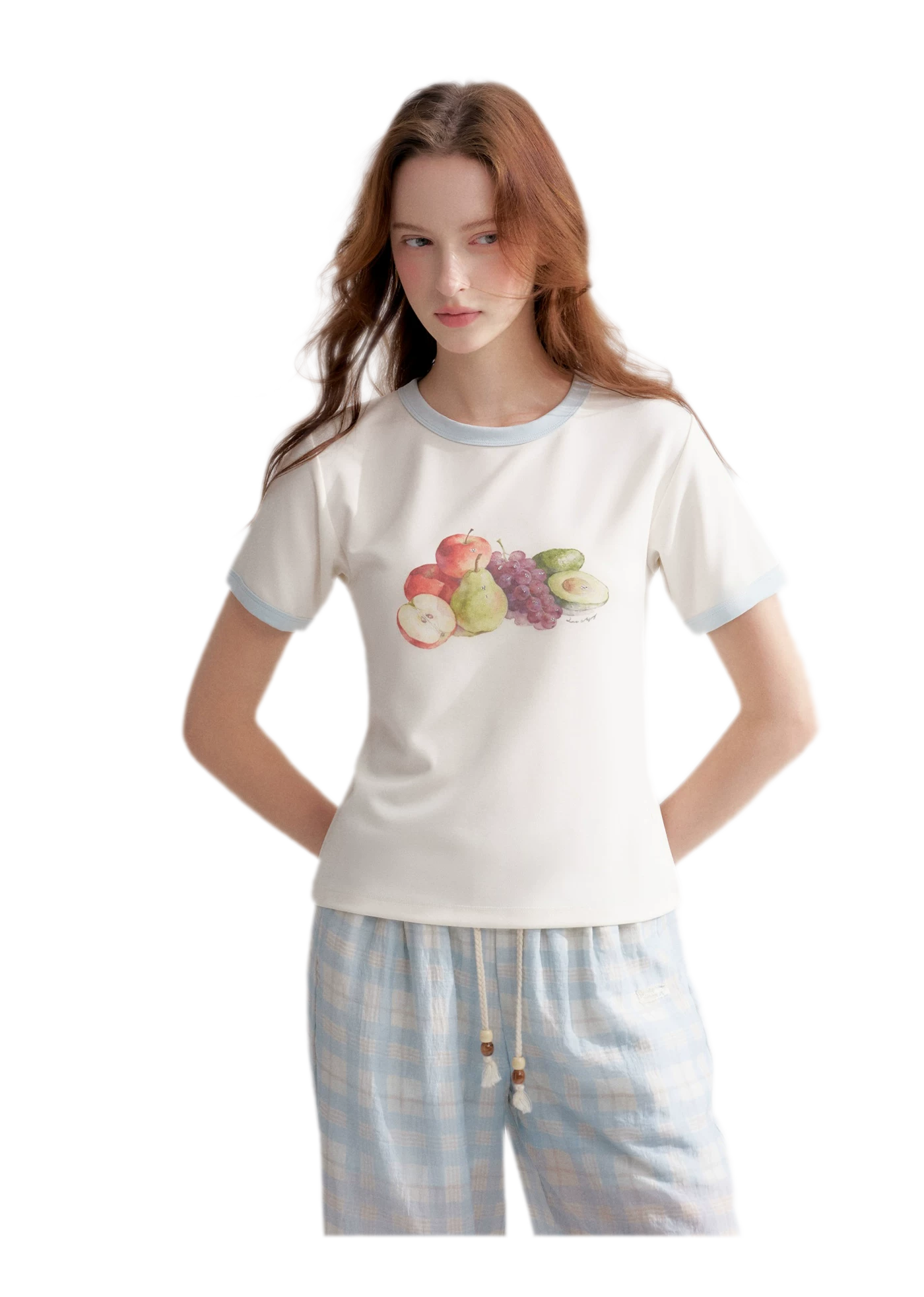 Rhinestone Fruit Print Tee